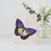 ヴィンテージパープルと金ゴールドバタフライイラストレーション ポストカード (スタンド正面)