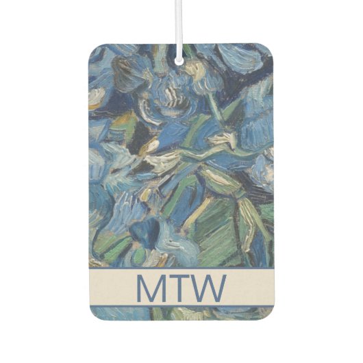 ヴィンテージパープルアイリスフラワーズモノグラム カーエアーフレッシュナー (正面)