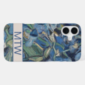 ヴィンテージパープルアイリスフラワーズモノグラム iPhoneケース (裏面横)