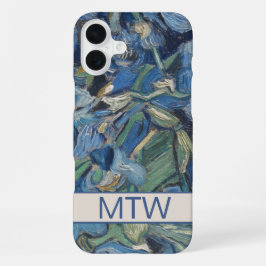 ヴィンテージパープルアイリスフラワーズモノグラム iPhone 16 PLUSケース