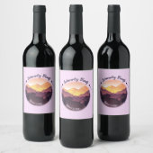 ヴィンテージパープルイエローファームハウスマウンテンサンセット ワインラベル (ボトル)