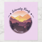 ヴィンテージパープルイエローファームハウスマウンテンサンセット ワインラベル (シングルラベル)