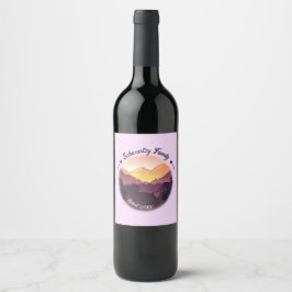 ヴィンテージパープルイエローファームハウスマウンテンサンセット ワインラベル