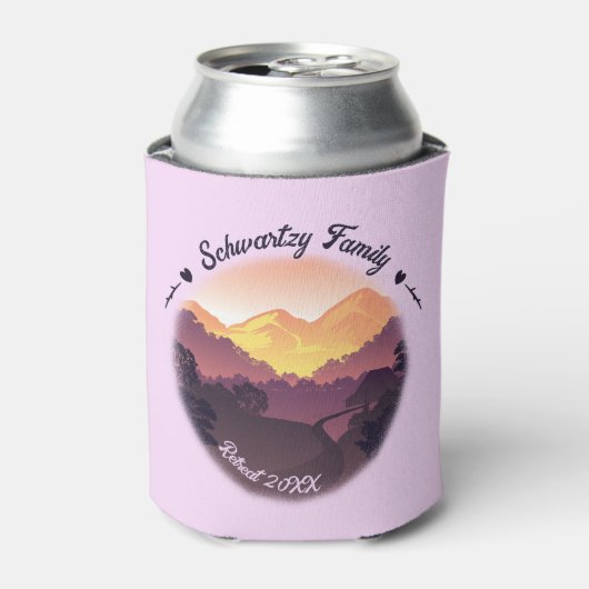 ヴィンテージパープルイエローファームハウスマウンテンサンセット 缶クーラー (缶正面)