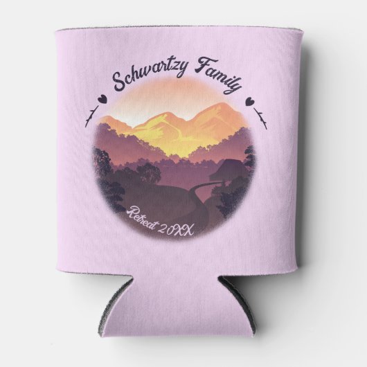 ヴィンテージパープルイエローファームハウスマウンテンサンセット 缶クーラー (正面)