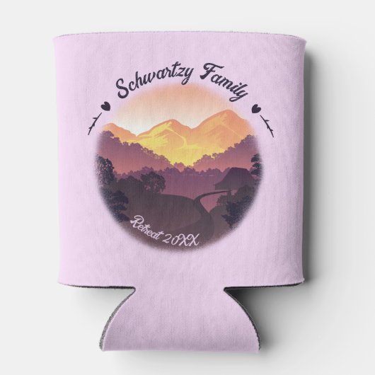 ヴィンテージパープルイエローファームハウスマウンテンサンセット 缶クーラー (裏面)