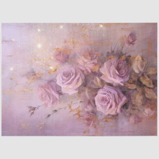 ヴィンテージパープルイングリッシュバラブーケ金ゴールド箔 薄葉紙 (正面)