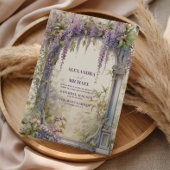 ヴィンテージパープルウィステリアアールヌーボー結婚ズ 招待状