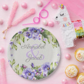 ヴィンテージパープルウォーターカラーパンジー結婚ズ ペーパープレート (パーティー)