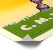 ヴィンテージパープルカウリンゴプリントのポスター ポスター (角)