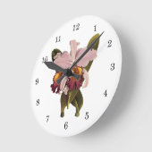 ヴィンテージパープルカトレヤオーキッドトロピカルフラワーズ ラウンド壁時計 (傾斜)