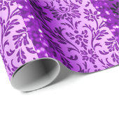 ヴィンテージパープルガーリーダマスクとグリッタークリスマス ラッピングペーパー (ロールコーナー)