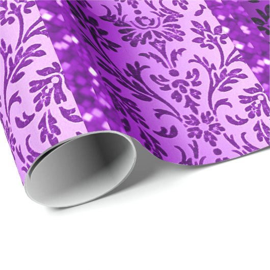 ヴィンテージパープルガーリーダマスクとグリッタークリスマス ラッピングペーパー (ロールコーナー)