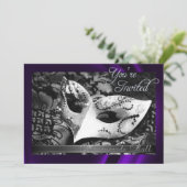 ヴィンテージパープルシルクマスカレードボール招待状 招待状 (スタンド正面)