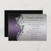 ヴィンテージパープルシルバーブラックRSVP 出欠カード (正面/裏面)