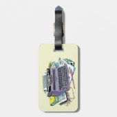 ヴィンテージパープルタイプライター紙鉛筆オン黄色 ラゲッジタグ (裏面縦)