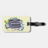 ヴィンテージパープルタイプライター紙鉛筆オン黄色 ラゲッジタグ (裏面横)