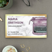 ヴィンテージパープルタイプライターQRコードライター作家 名刺