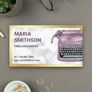 ヴィンテージパープルタイプライターQRコードライター作家 名刺