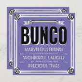 ヴィンテージパープルタイポグラフィバンコ 招待状 (正面/裏面)