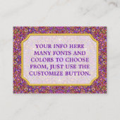 ヴィンテージパープルタイルパターン万華鏡のように千変万化するパターン 名刺 (裏面)