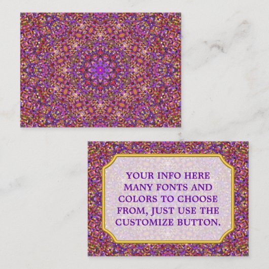 ヴィンテージパープルタイルパターン万華鏡のように千変万化するパターン 名刺 (正面/裏面)