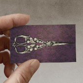 ヴィンテージパープルダマスクアンティークシザー美容師 名刺