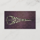 ヴィンテージパープルダマスクアンティークシザー美容師 名刺 (正面)