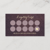 ヴィンテージパープルダマスク金ゴールドまつ毛サロンロイヤリティ ロイヤリティカード (裏面)