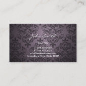 ヴィンテージパープルダマスパターン&ピアノ鍵音楽 名刺 (裏面)