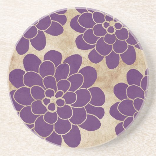 ヴィンテージパープルダリアフローラ結婚ズ コースター (正面)