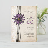 ヴィンテージパープルデイジー結婚式招待状 招待状 (スタンド正面)