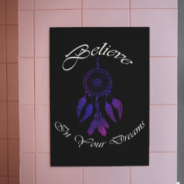 ヴィンテージパープルドリームキャッチャー感動的引用文 ポスター