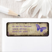 ヴィンテージパープルバタフライ差出人住所ラベル ラベル (インサイチュ)