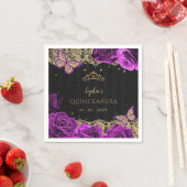 ヴィンテージパープルバラブラック金ゴールドレースキンセアニラ スタンダードカクテルナプキン (インサイチュ)