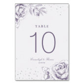ヴィンテージパープルバラ結婚グリッターのテーブル番号 テーブルナンバー (裏面)
