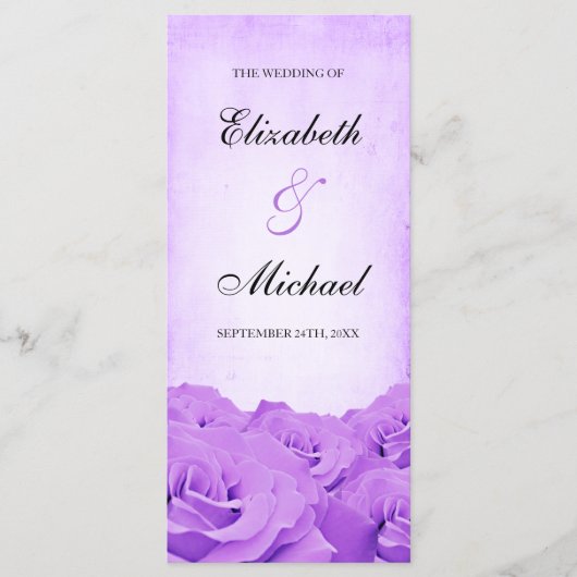 ヴィンテージパープルバラ結婚式 プログラム (正面)