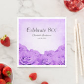 ヴィンテージパープルバラ80th誕生日パーティー スタンダードランチョンナプキン (インサイチュ)