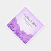 ヴィンテージパープルバラ80th誕生日パーティー スタンダードランチョンナプキン (角)