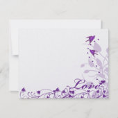 ヴィンテージパープルバードハートウェディングRSVP 出欠カード (裏面)