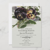 ヴィンテージパープルパンシ結婚ーズ 招待状 (正面)