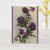 ヴィンテージパープルパンジー カード (黄色い花)