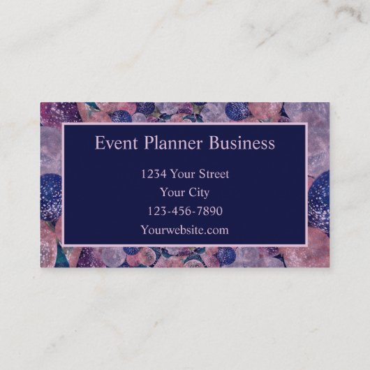 ヴィンテージパープルピンクバルーンイベントプランナー 名刺 (裏面)