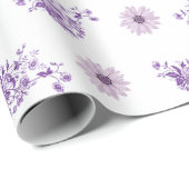 ヴィンテージパープルピンクフラワーフローラボホ ラッピングペーパー (ロールコーナー)