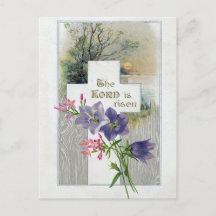 ヴィンテージパープルピンクフローラクロスアンティークイースター