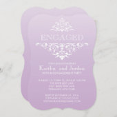 ヴィンテージパープルフエレガントロッシュ婚約パーティ 招待状 (正面/裏面)