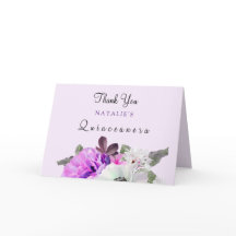 ヴィンテージパープルフラワーキンセアニェラサンキューカード