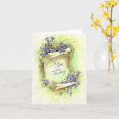 ヴィンテージパープルフラワーズ誕生日 カード (黄色い花)