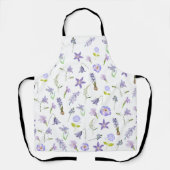 ヴィンテージパープルフラワーフローラグリーン葉ズボホ エプロン (正面)
