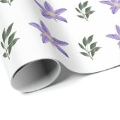 ヴィンテージパープルフラワーフローラグリーン葉ズボホ ラッピングペーパー (ロールコーナー)